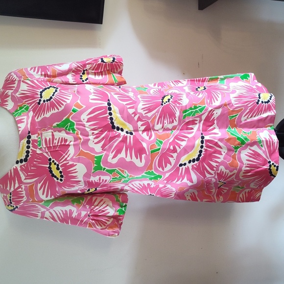 Lilly Pulitzer Mini Silk Dress Pink Flowers Size 2 - Picture 1 of 8